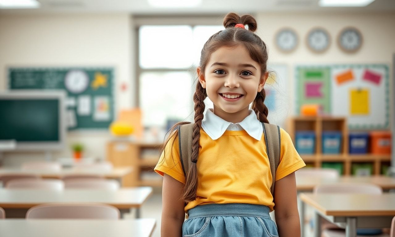 笑顔で過ごす小学生の女の子