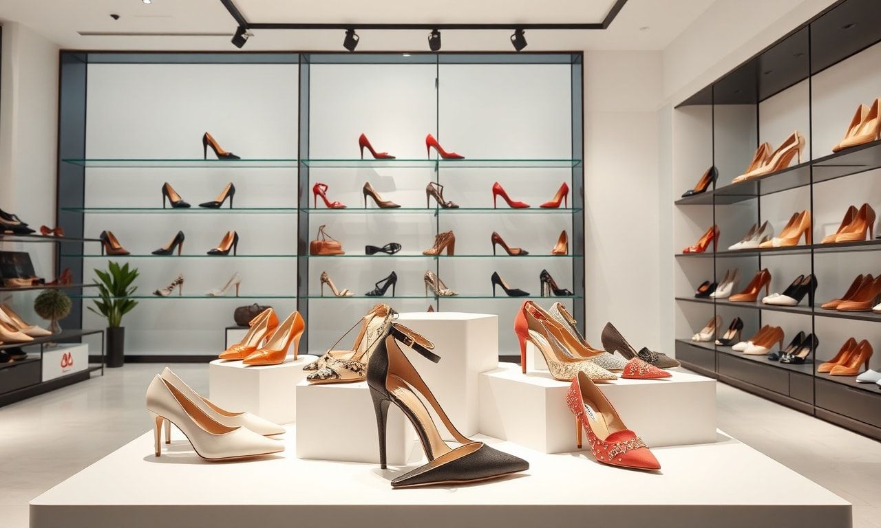 スタイリッシュな靴のディスプレイ