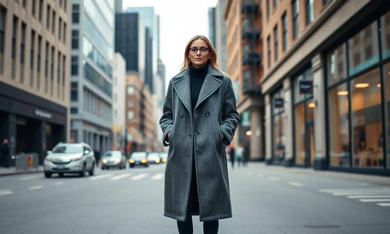 スタイリッシュなロングコートを着こなす高身長女子