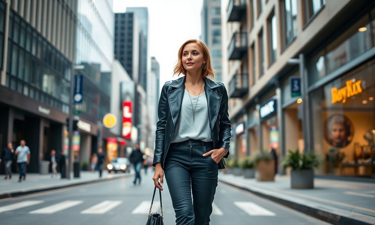高身長女子が街を歩く姿