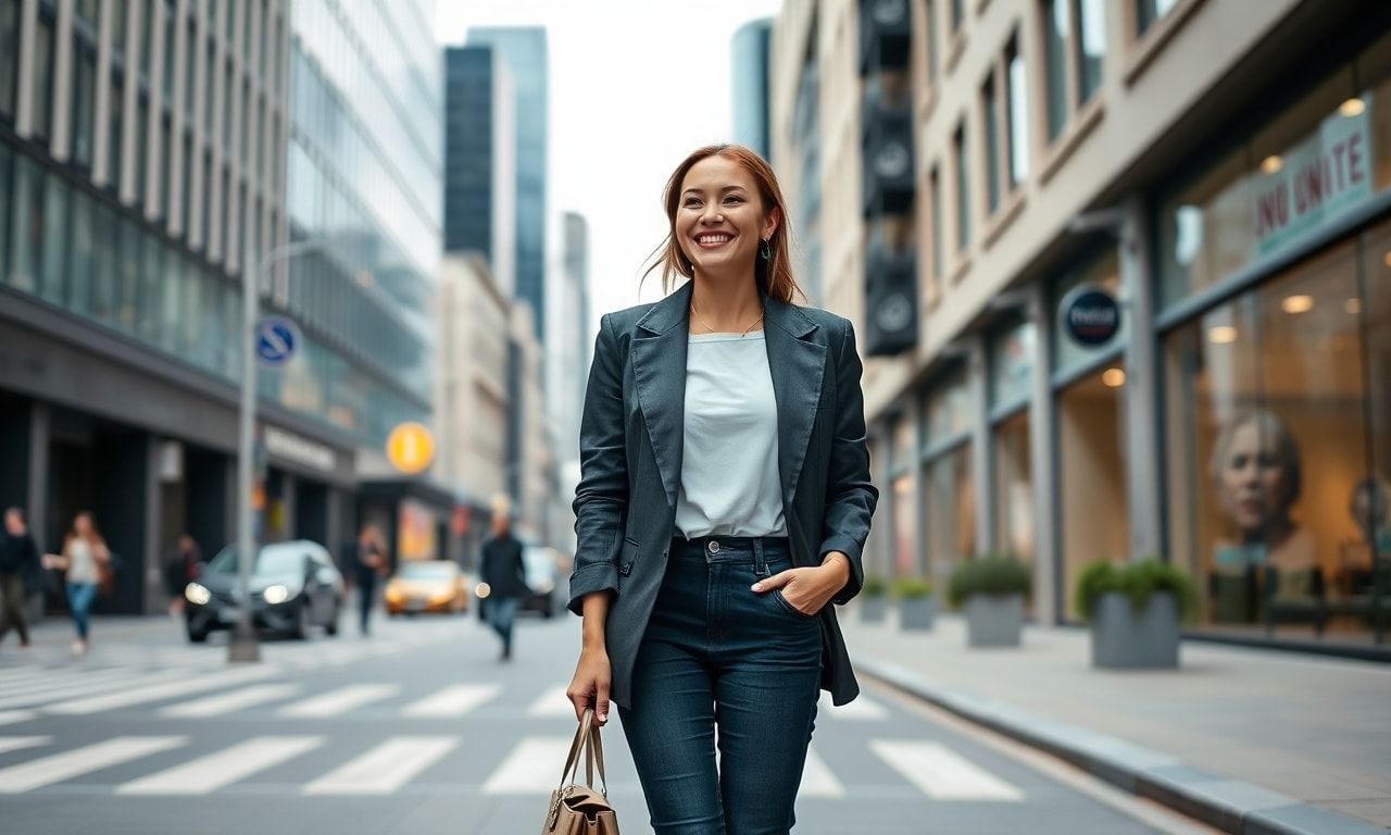 街を歩く自信に満ちた高身長の女性