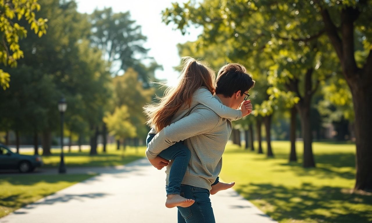 おんぶをする高身長女子