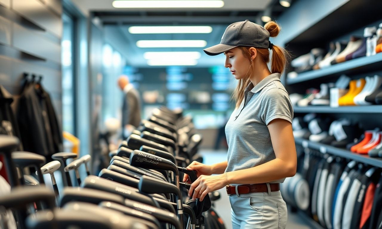 ゴルフクラブを選ぶ高身長女子