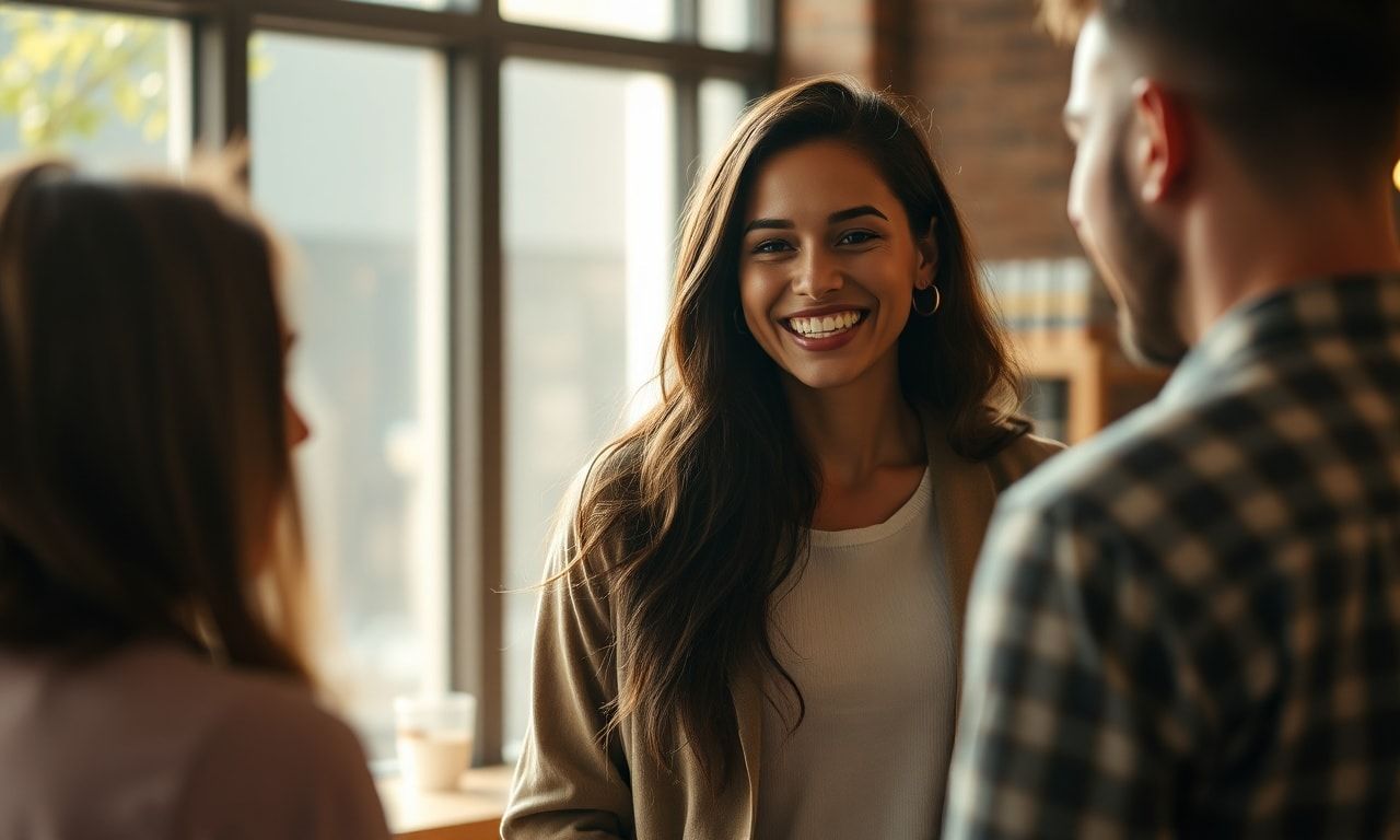 会話を楽しむ女性の笑顔