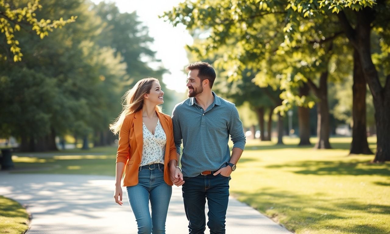 高身長女子と男性が会話している様子