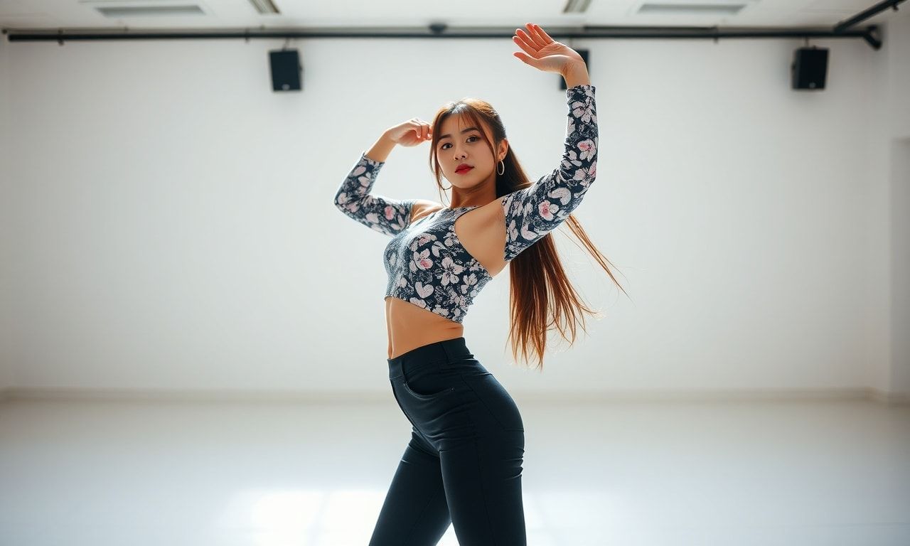 ダンススタジオで練習する女性