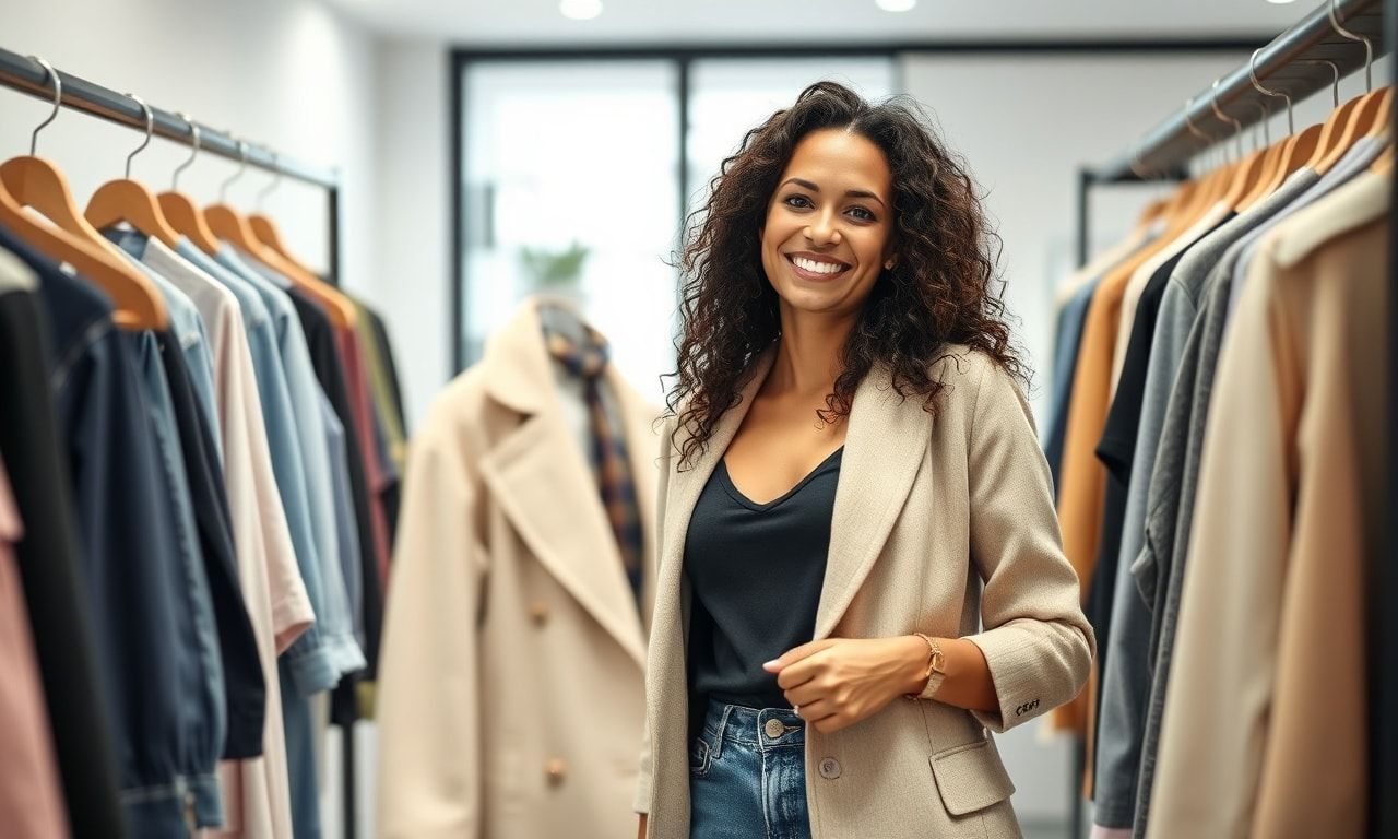 服を楽しんでいる高身長の女性