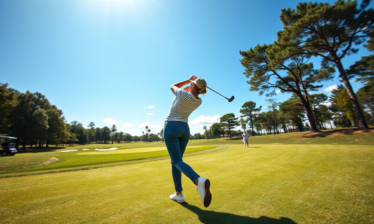 ゴルフを楽しむ高身長女子