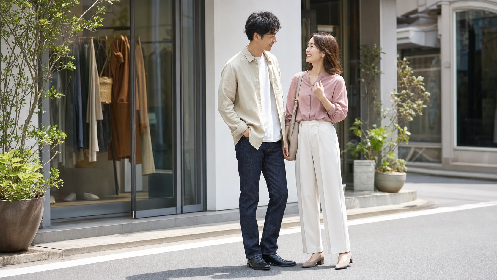 高身長女子が彼氏とのデートで服装とヒールを楽しむ様子