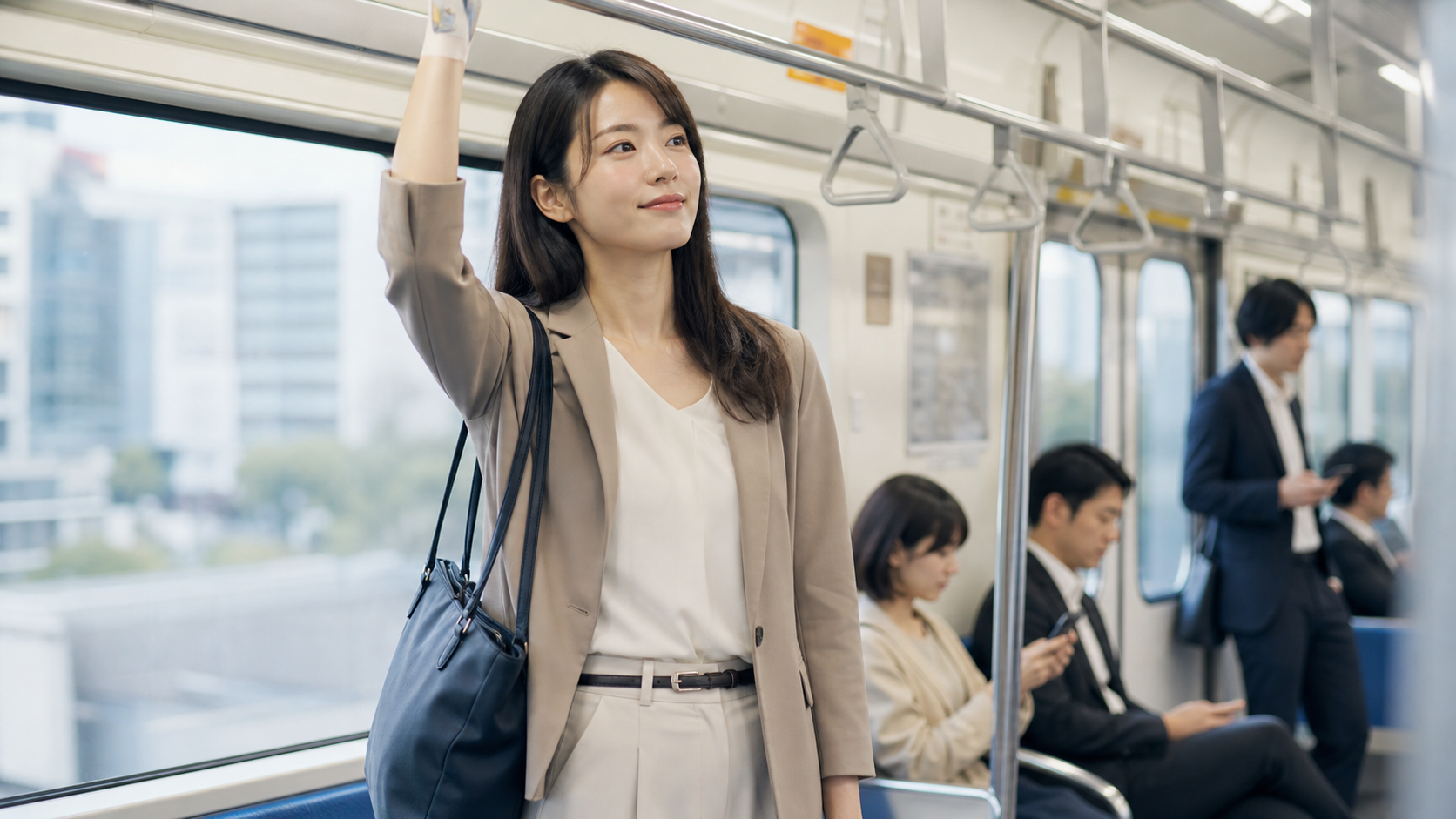 電車でつり革近くに立つ高身長女子の日常あるある