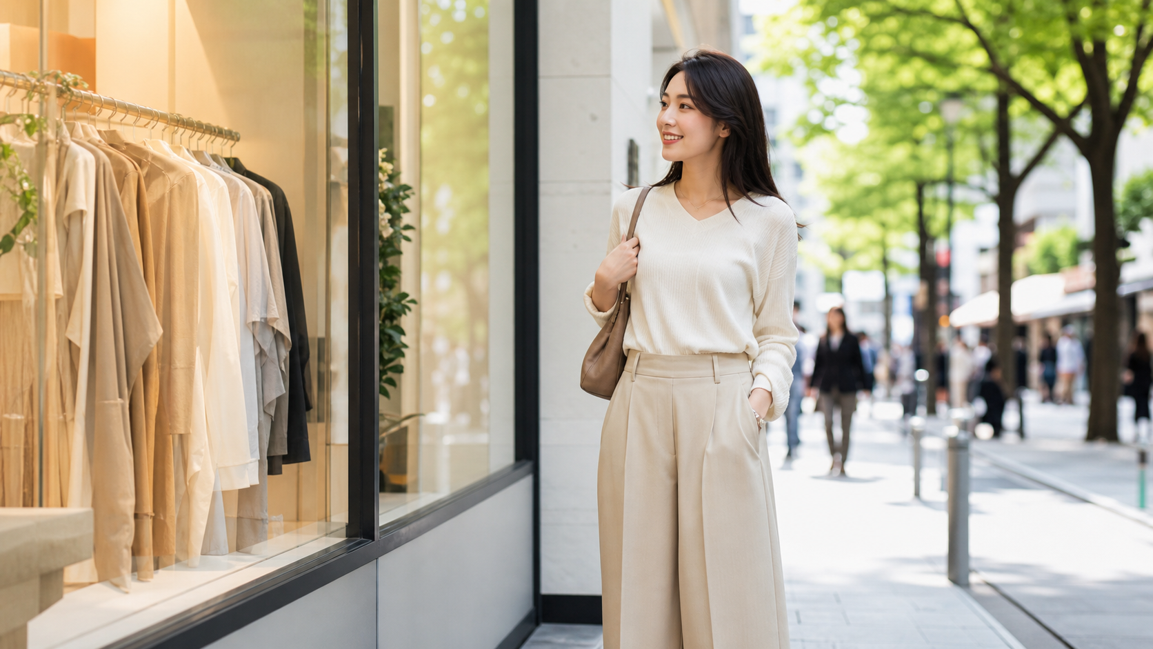 高身長女子あるあるのアイキャッチ。街中で自然体に立つ高身長女子