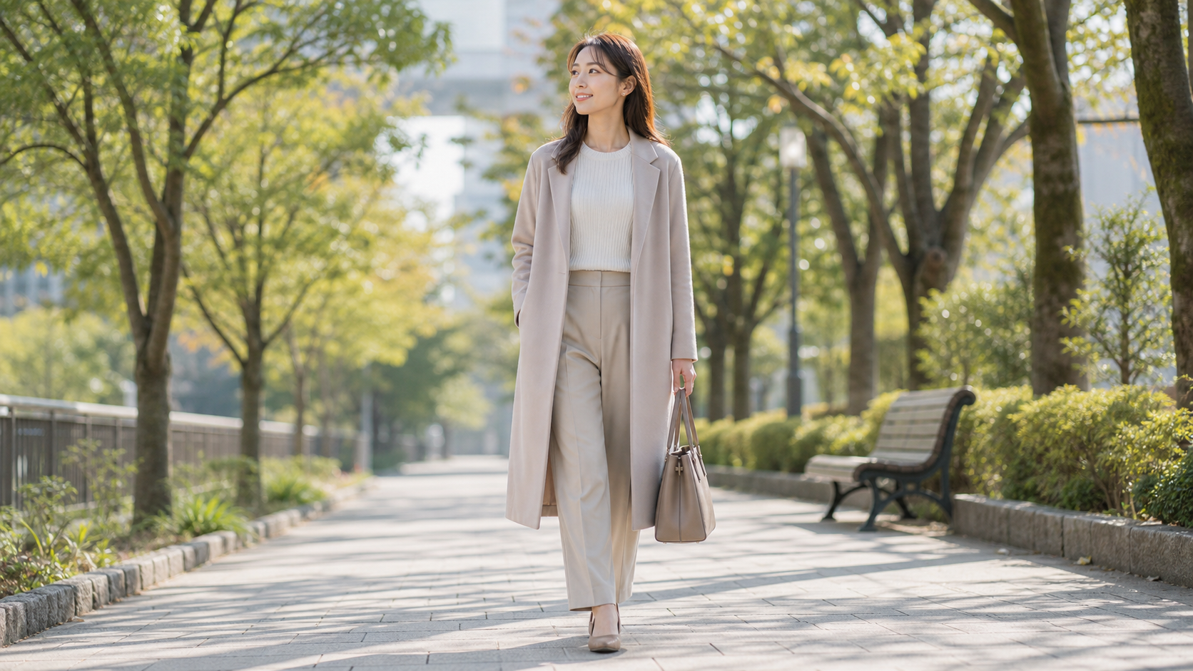 高身長女子が姿勢を整えて自信を取り戻しながら歩く様子