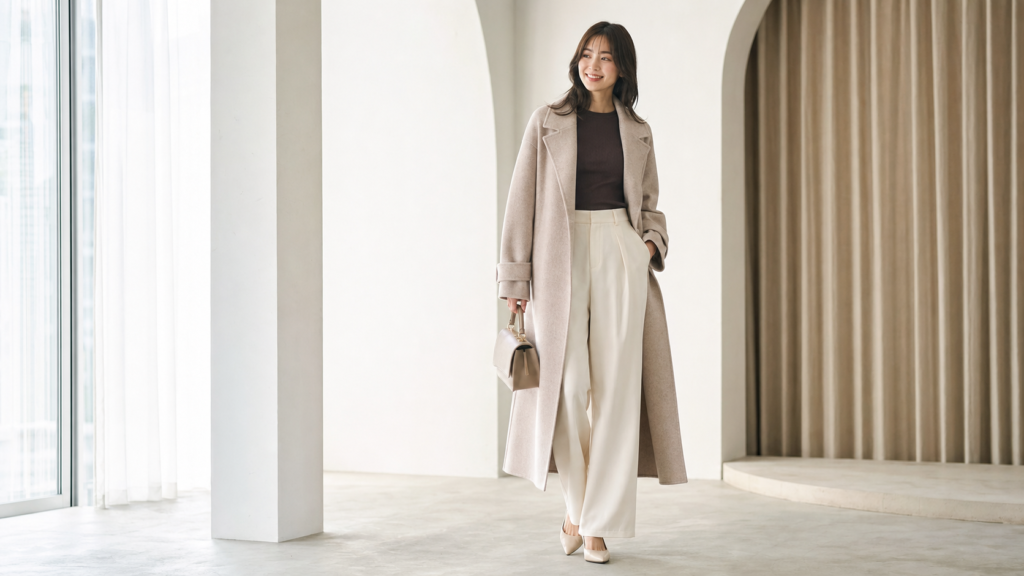 高身長女子に似合う服と丈感を整えたファッションコーデ
