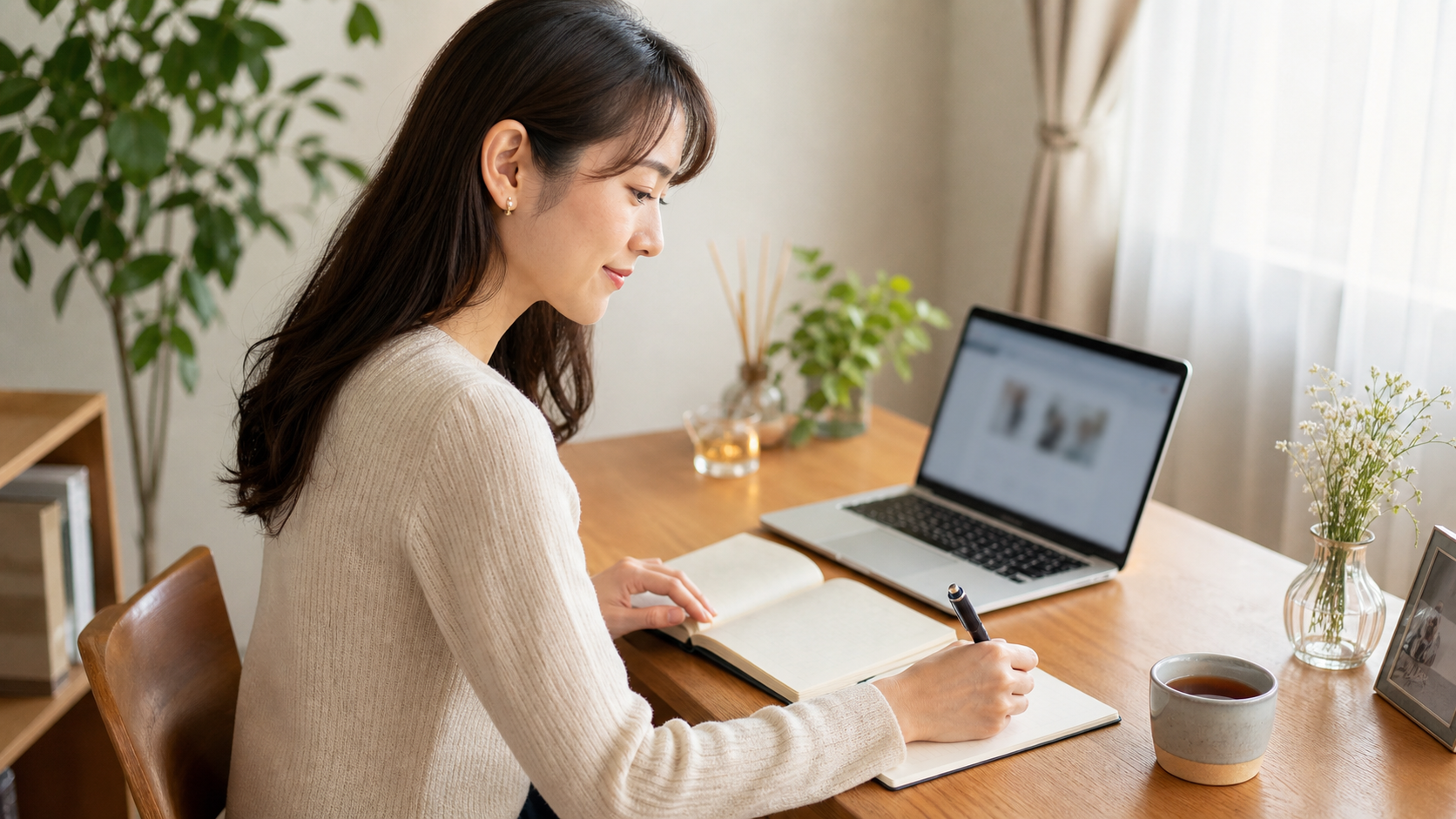 高身長女子が婚活プロフィール例を作成するイメージ