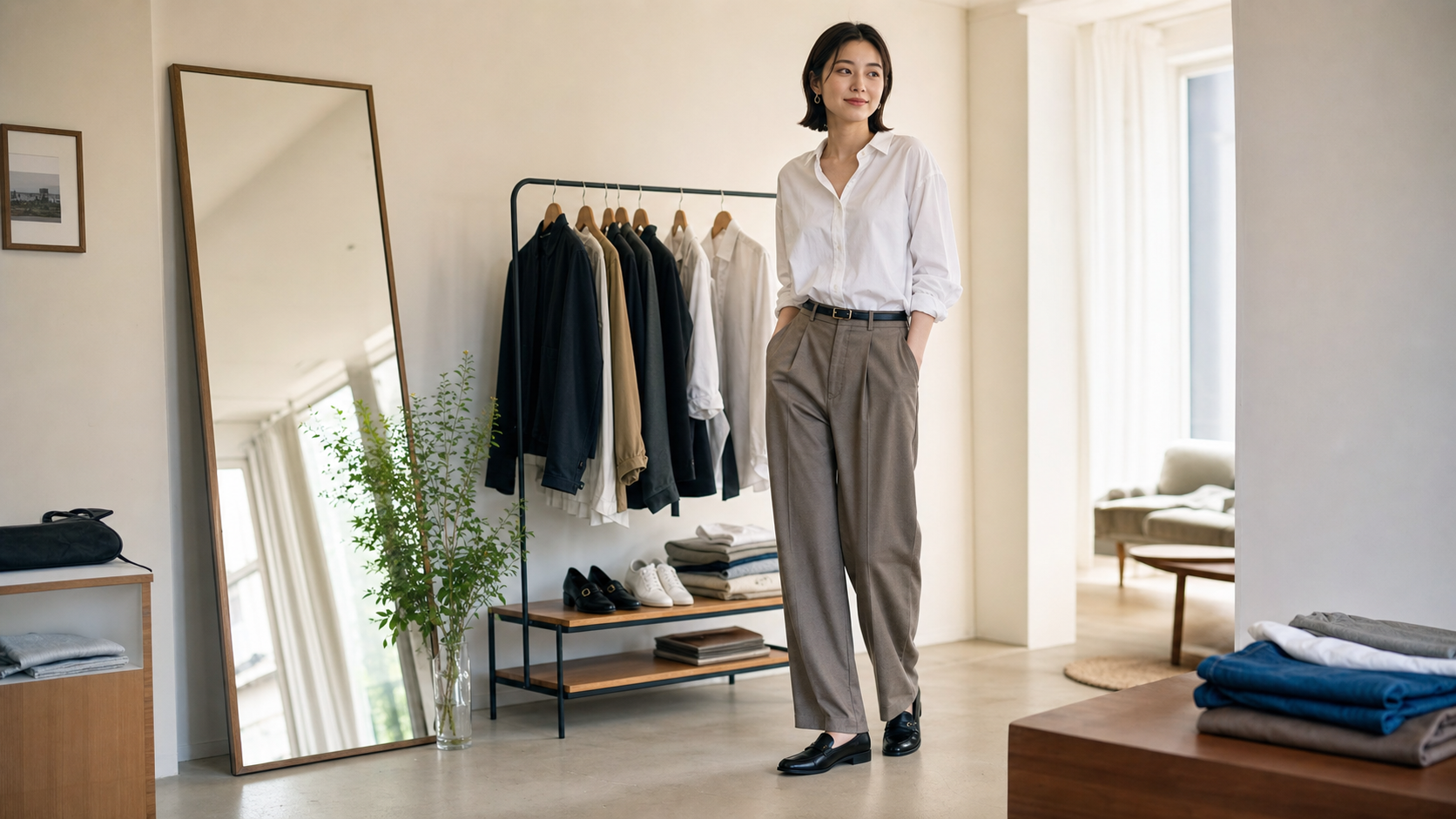 メンズ服を自然に着こなす高身長女子のコーデ