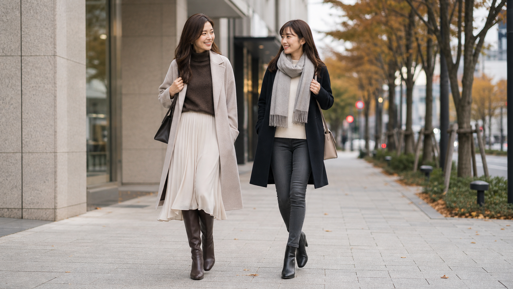 高身長女子のロングブーツとショートブーツのコーデ例