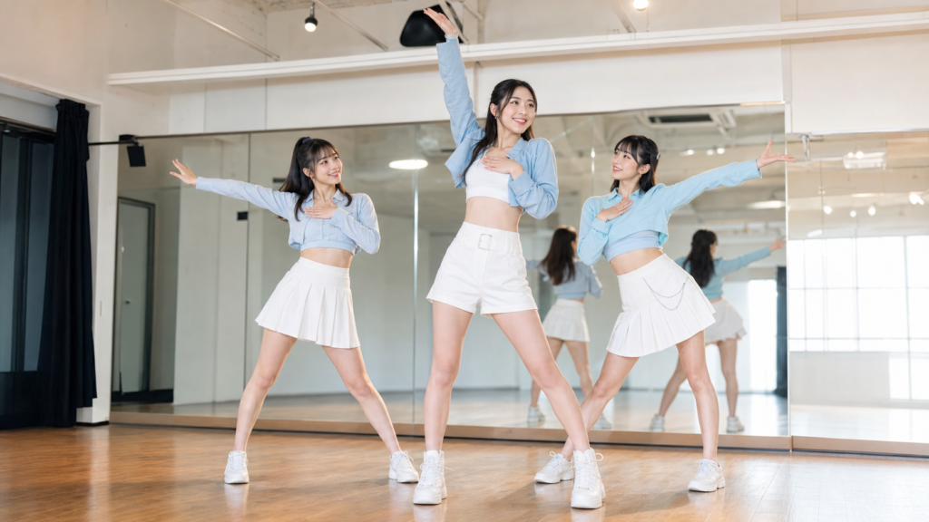 高身長女子がアイドルを目指してステージ練習する様子
