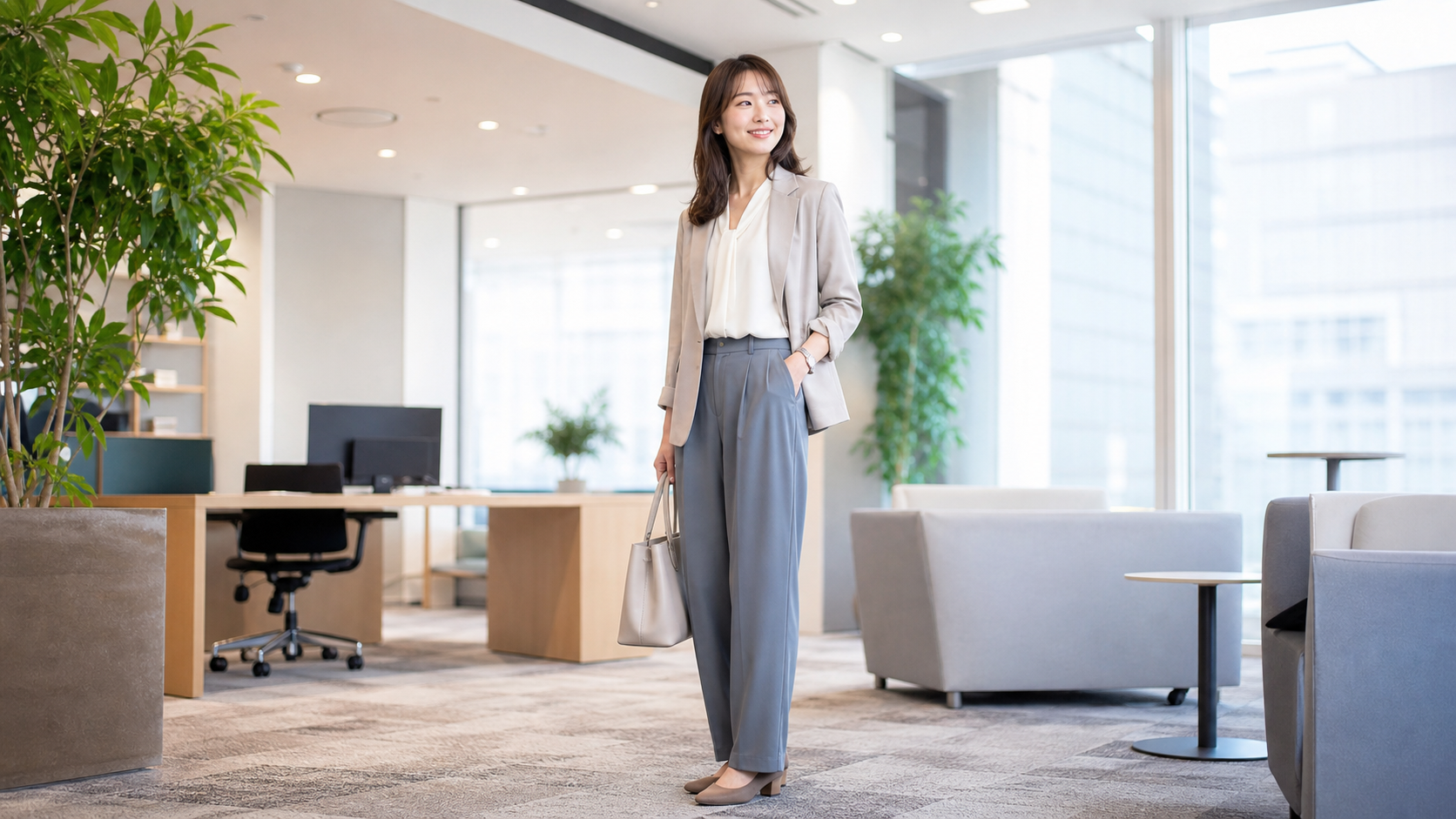 高身長女子のオフィスカジュアルコーデ