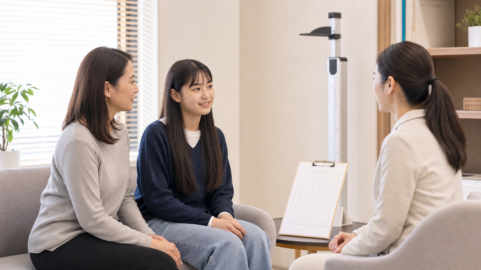 成長期の身長の悩みを医療者に相談する親子
