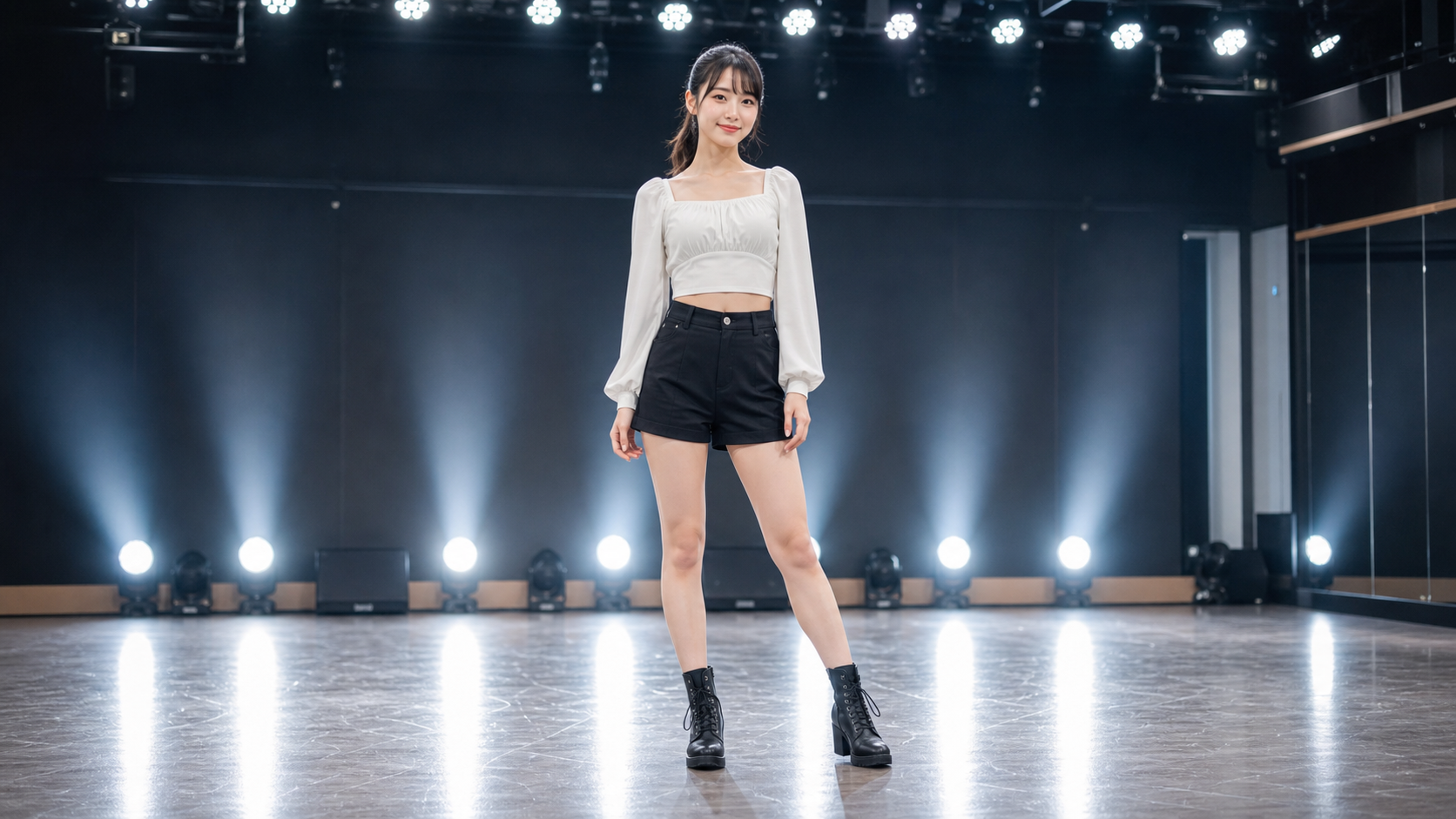 高身長女子がステージで堂々と立つイメージ