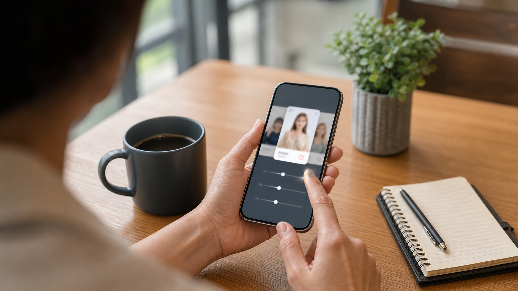 マッチングアプリで条件を見ながら出会いを探すスマホ画面