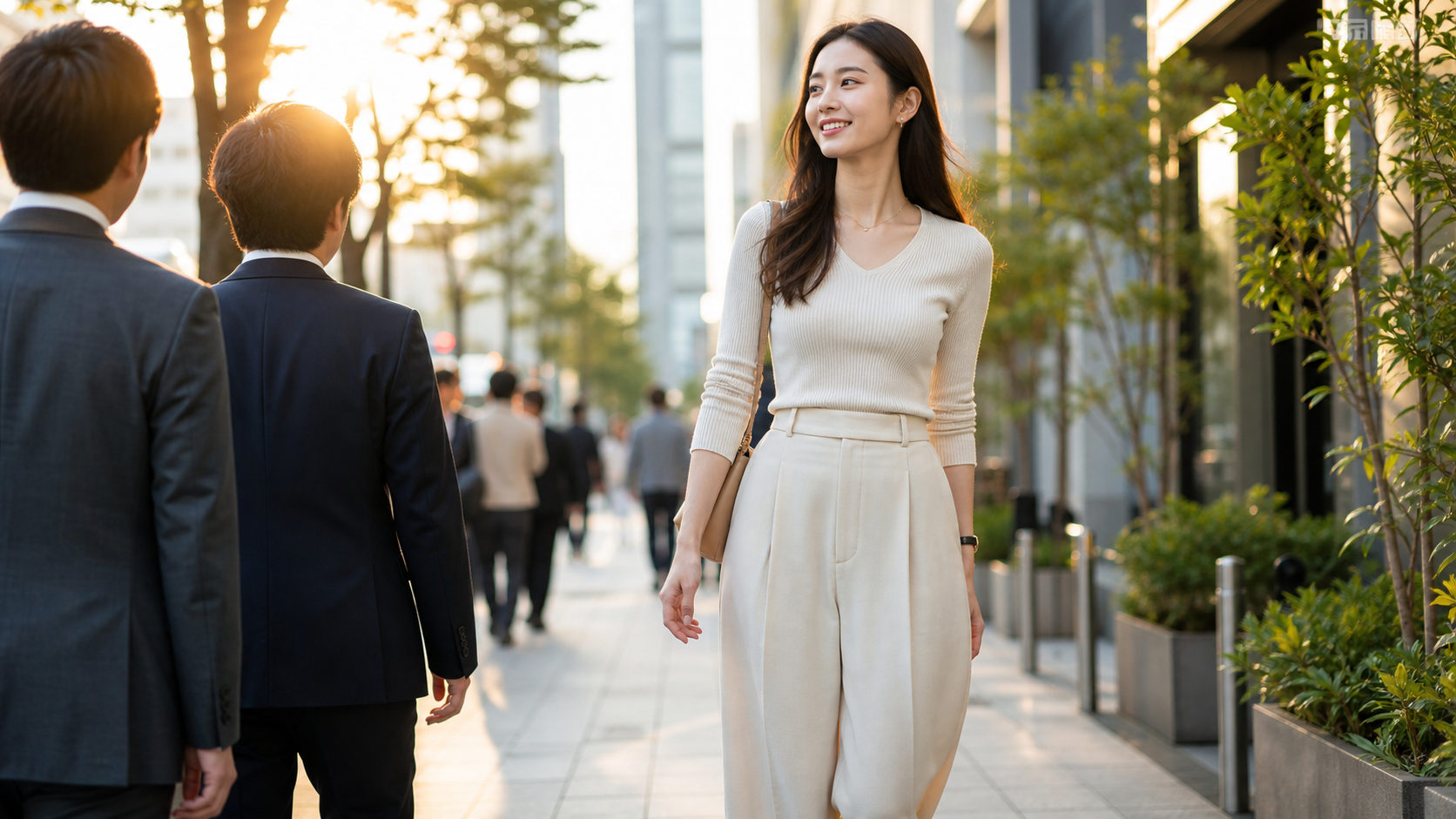 背が高い女性が自信を持って歩くアイキャッチ