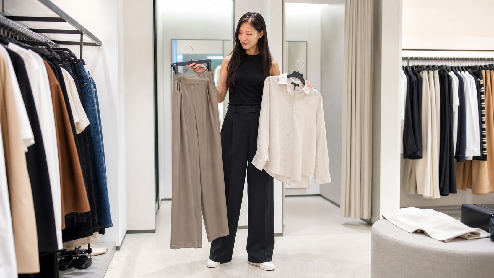 高身長女子がZARAやH&M風の服を選ぶイメージ