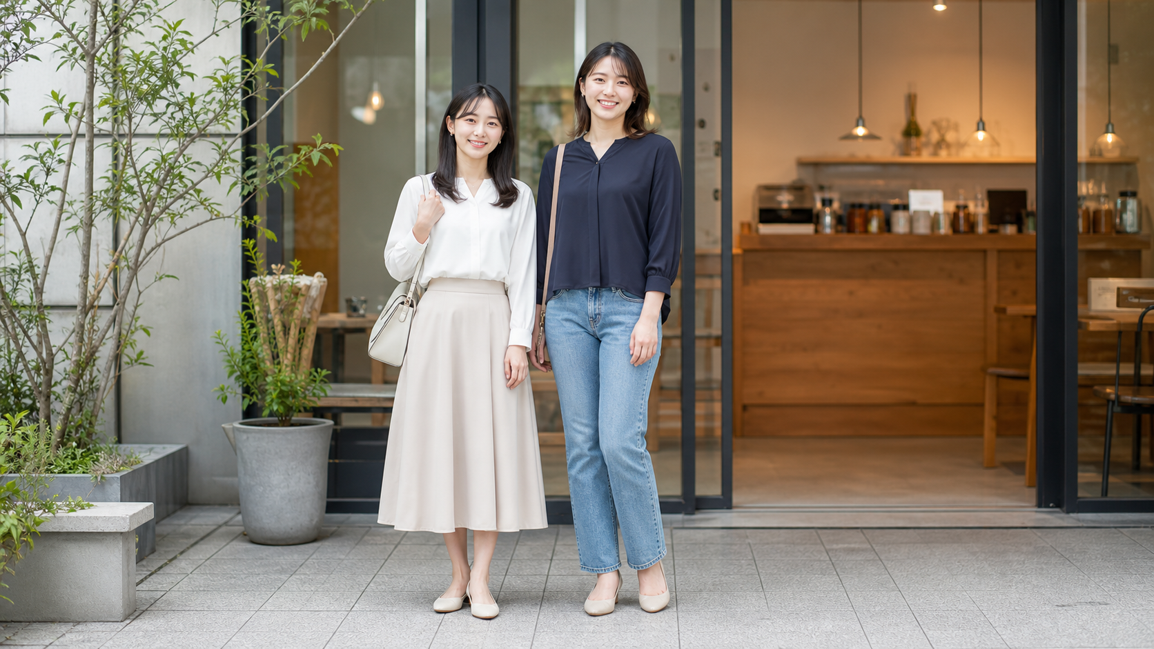 165cmと170cm女性の見え方を比べるイメージ