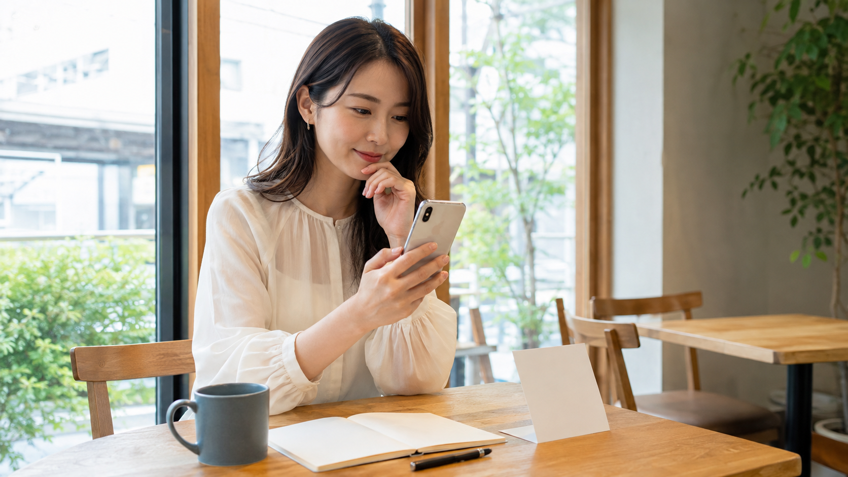街コンの企画を選びプロフィールを準備する高身長女子