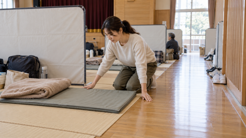 寝る場所の長さと通路へのはみ出しを確認するイメージ