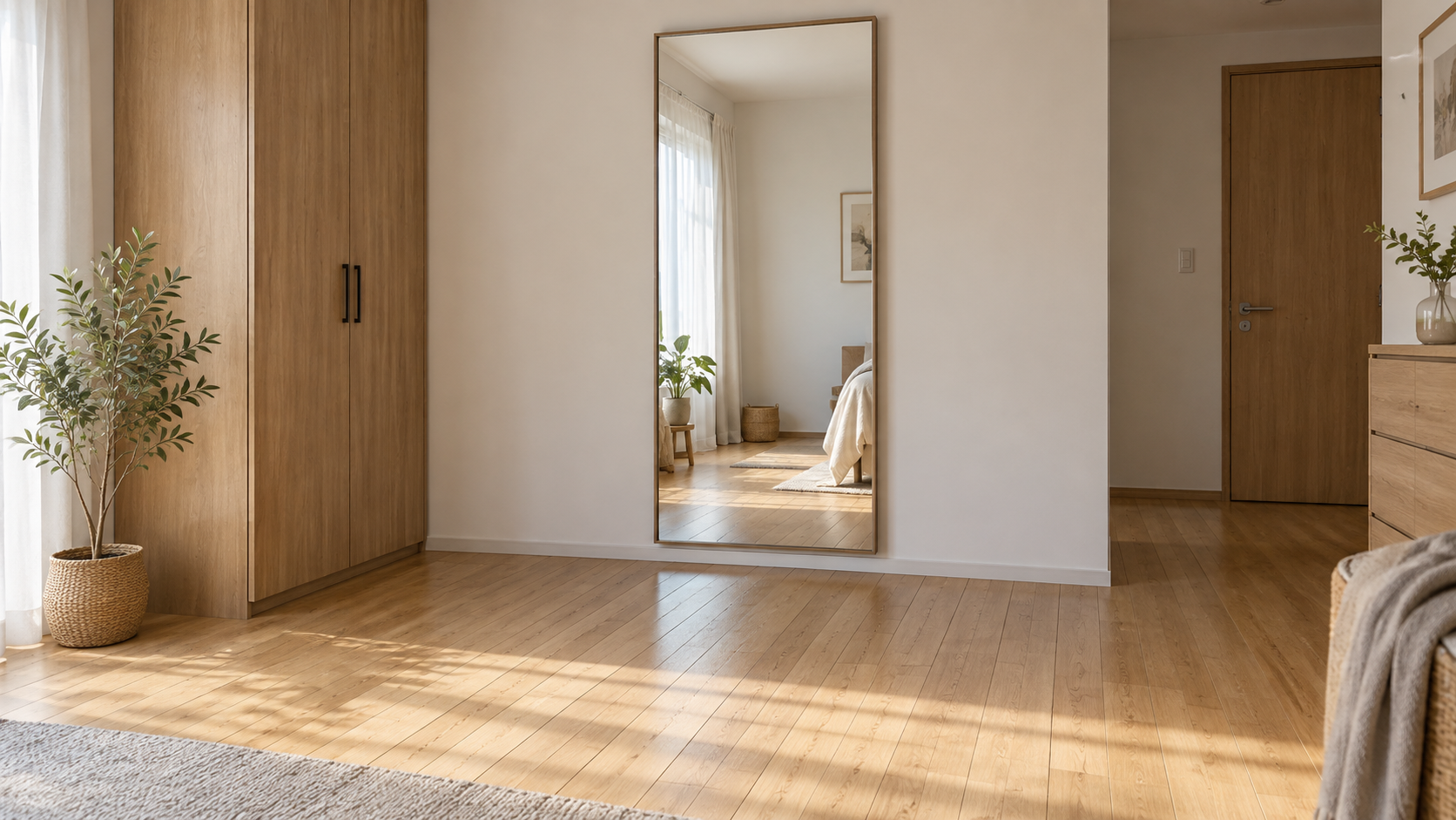 全身鏡の前に立つ空間を確保した部屋のイメージ